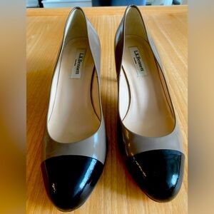 LK Bennett 36 1/2 pumps. Black and taupe.